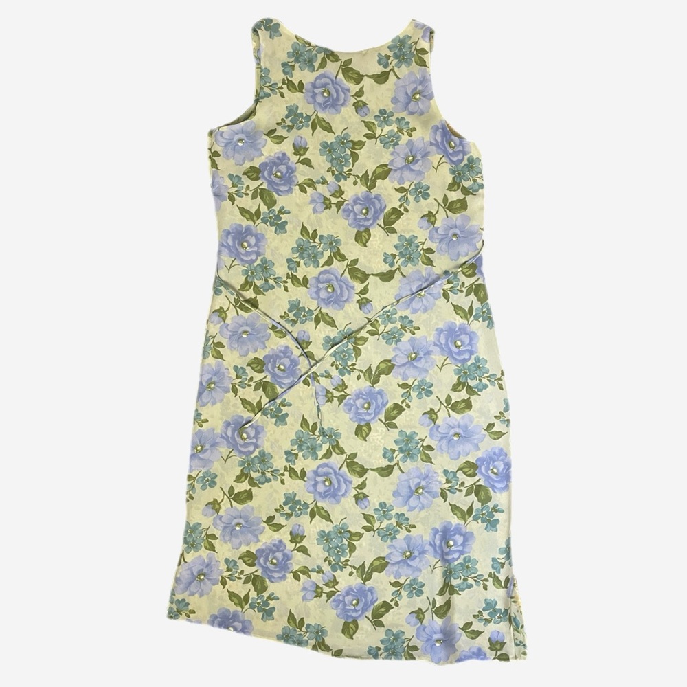 Vintage Y2K Studio Ease Sage green floral column sack midi dress tie back L/XL - Picture 10 of 11
